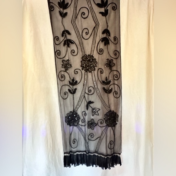 Beaded and Embroidered Black Lace Scarf/Shawl - Picture 10 of 16